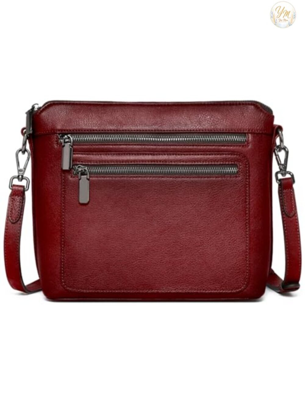 Genuine Leather Crossbody Bag Satchel with Multiple Pockets Adjustable Straps
